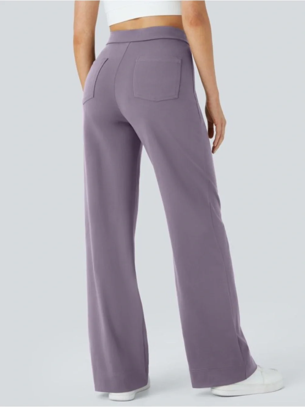 Halara day stretch High-Waist Lavender Wide-Leg Pants with Pockets L - Picture 3 of 6
